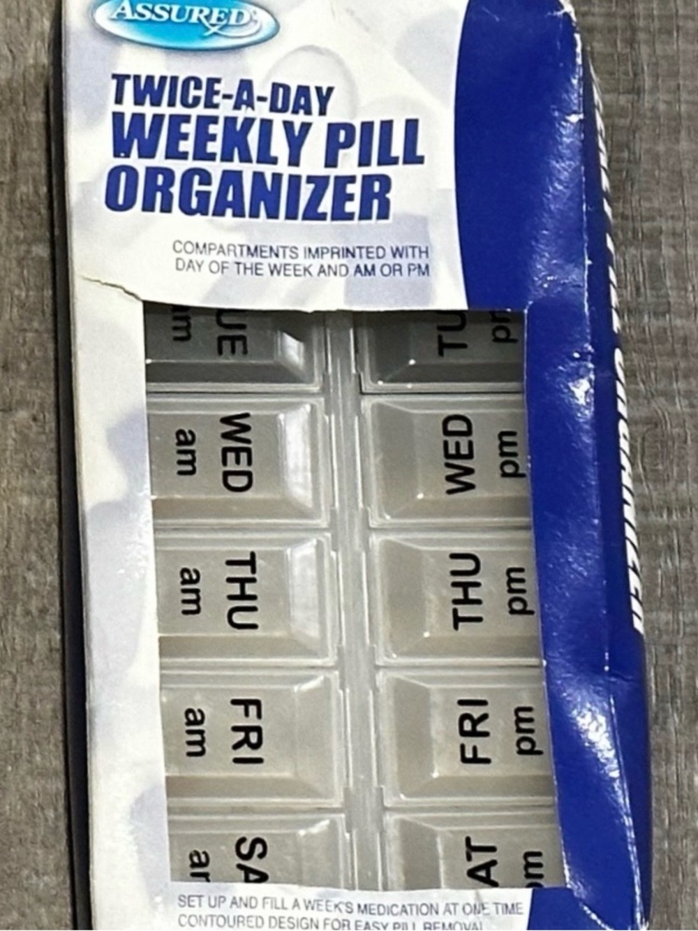 💞 New Twice-A-Day Weekly Pill Organizer in Clear with Black Text